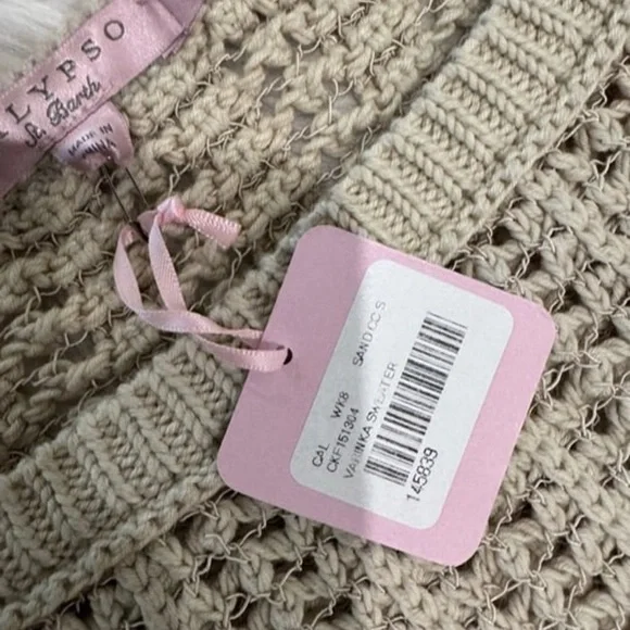 Calypso St. Barth Varinka Beige Open-Knit Sweater size small $350 - Picture 7 of 11